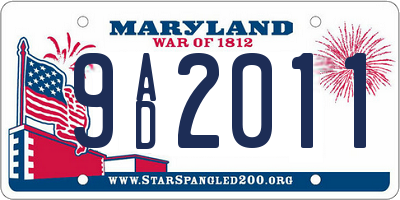 MD license plate 9AD2011