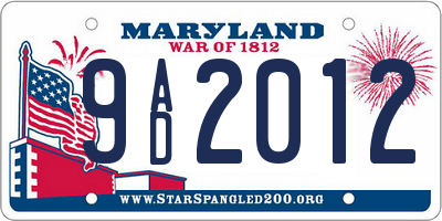 MD license plate 9AD2012