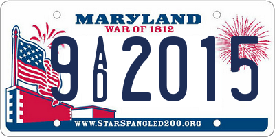 MD license plate 9AD2015