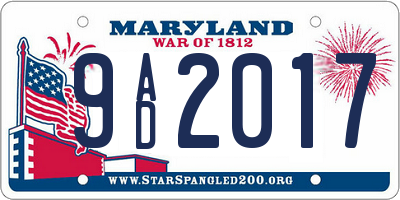 MD license plate 9AD2017