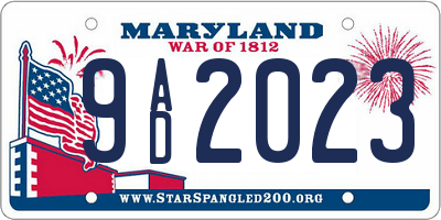 MD license plate 9AD2023