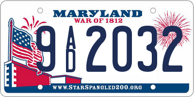 MD license plate 9AD2032