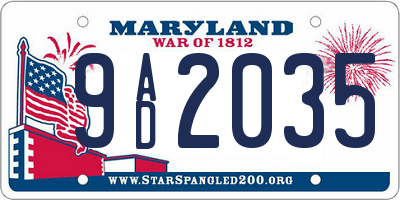 MD license plate 9AD2035