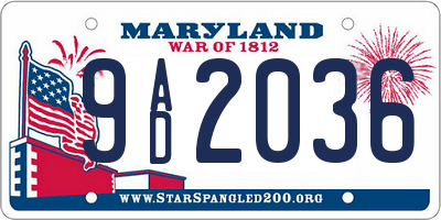 MD license plate 9AD2036