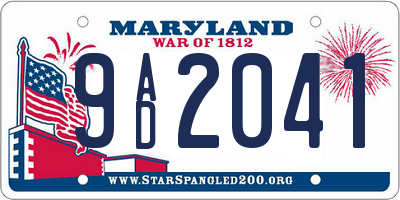 MD license plate 9AD2041