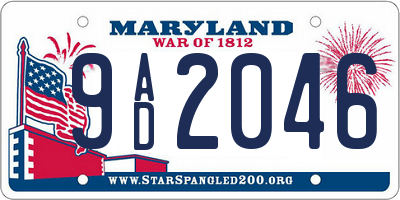 MD license plate 9AD2046