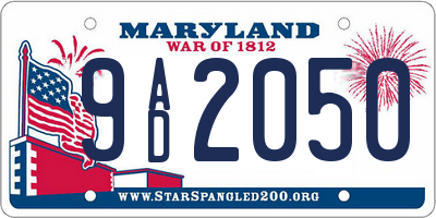 MD license plate 9AD2050