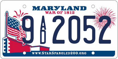 MD license plate 9AD2052
