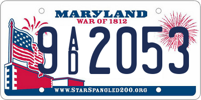 MD license plate 9AD2053