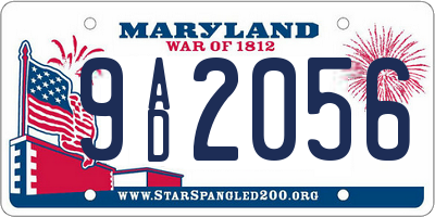 MD license plate 9AD2056