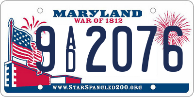 MD license plate 9AD2076