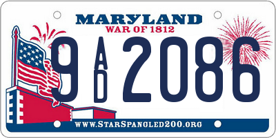 MD license plate 9AD2086