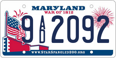 MD license plate 9AD2092