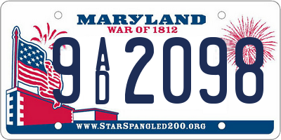 MD license plate 9AD2098