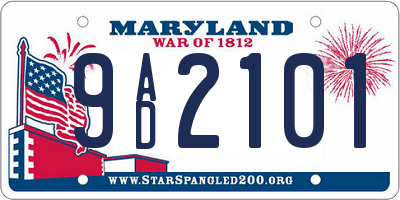 MD license plate 9AD2101