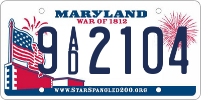 MD license plate 9AD2104
