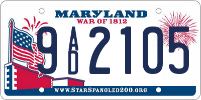 MD license plate 9AD2105