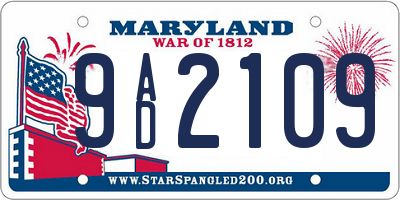 MD license plate 9AD2109