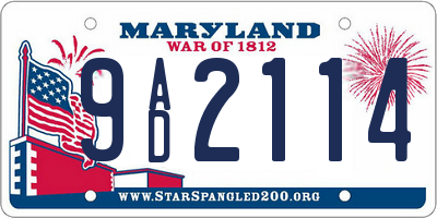 MD license plate 9AD2114