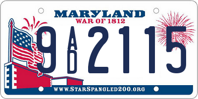 MD license plate 9AD2115