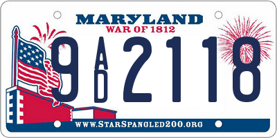 MD license plate 9AD2118
