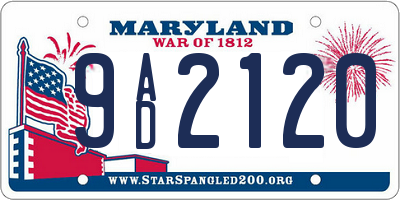 MD license plate 9AD2120
