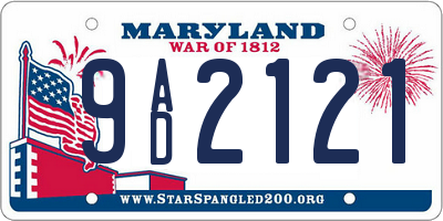 MD license plate 9AD2121