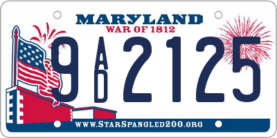 MD license plate 9AD2125