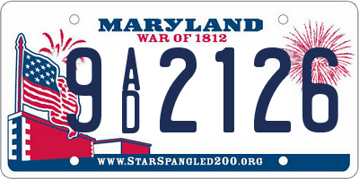 MD license plate 9AD2126