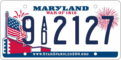MD license plate 9AD2127