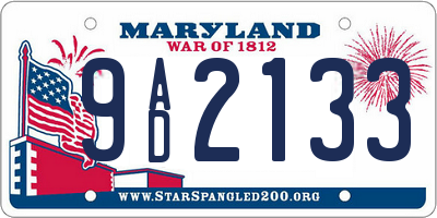 MD license plate 9AD2133