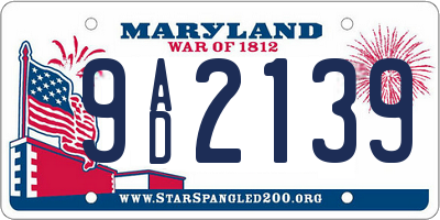 MD license plate 9AD2139
