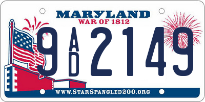 MD license plate 9AD2149
