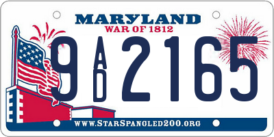 MD license plate 9AD2165