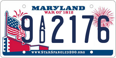 MD license plate 9AD2176