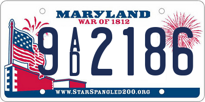 MD license plate 9AD2186