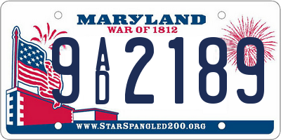 MD license plate 9AD2189