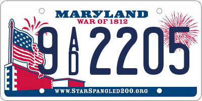 MD license plate 9AD2205