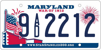 MD license plate 9AD2212