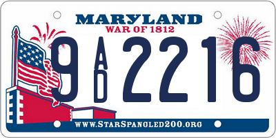 MD license plate 9AD2216