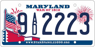 MD license plate 9AD2223