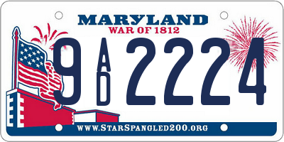 MD license plate 9AD2224