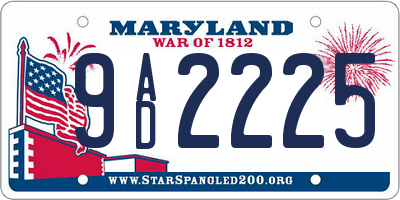 MD license plate 9AD2225
