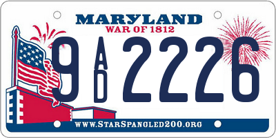 MD license plate 9AD2226