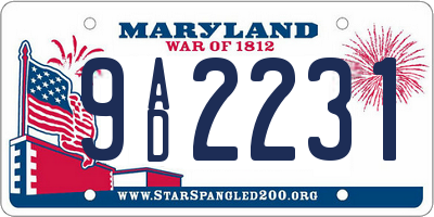 MD license plate 9AD2231