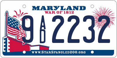 MD license plate 9AD2232