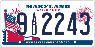 MD license plate 9AD2243
