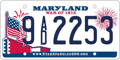 MD license plate 9AD2253