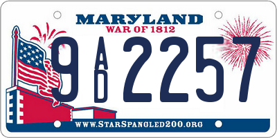 MD license plate 9AD2257