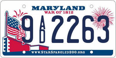 MD license plate 9AD2263